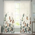 thumbnail image 2 of Teal Brown Botanical Sheer Curtains 84 Inches Long 2 Panels Set, Window Sheer Curtains for Living Room/Bedroom, Pastoral Fall Leaf Light Filtering Rod Pocket Curtain 52'' x 84'' x 2, 2 of 7