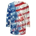 thumbnail image 3 of 4Th of July Tops for Women American Flag Print Tee Shirt Loose Fit Short Sleeve V Neck Casual Tunic Blouse, 3 of 4