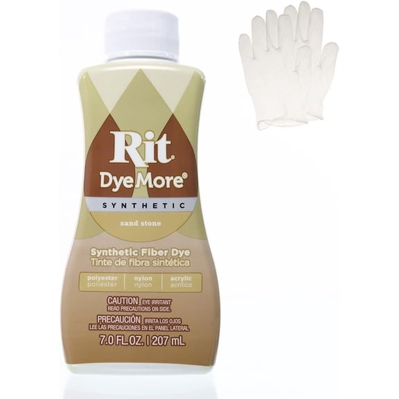Rit DyeMore 7 Oz. Synthetic Liquid Fiber Dye Single Pack with Plastic Gloves for Clothing, Décor, and Crafts – Sandstone