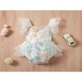 thumbnail image 2 of Princess Newborn Baby Girls Rompers Lace Sleeve Embroidered Flower Backless Tulle Sling Jumpsuit White 6-12 Months, 2 of 7