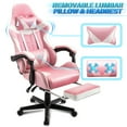 thumbnail image 3 of Luxvie Pink Gaming Chair with Footrest High Back Office Chair with Headrest&Massage Lumbar Support Swivel Computer Chair Ergonomic Chair with Cute Bunny Ears, 3 of 10