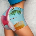 thumbnail image 4 of Rateoe Tropical Flamingo Pool Float Printed Power Workout Shorts for Women Tummy Control Squat Proof Ribbed Thick Seamless Scrunch Active Short-Medium, 4 of 8
