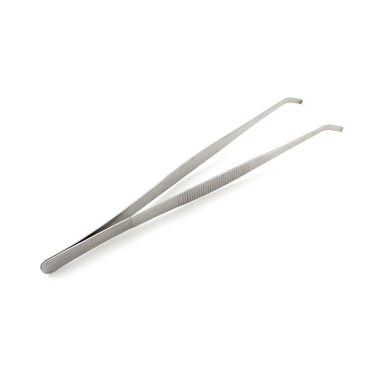 10 Stainless Steel Angled Feeding Tongs Tweezers for Reptile Nipper (25cm)  