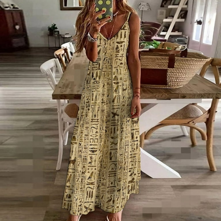 Egyptian hieroglyphs on papyrus Sleeveless Dress Evening dresses summer  dresses for women - Walmart.com