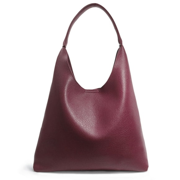 Bolso Hobo HOXIS de piel vegana suave para mujer, color rojo oscuro