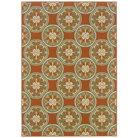Oriental Weavers Montego 5'3" x 7'6" Machine Woven Rug in Orange