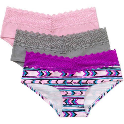 No Boundaries Junior Lace Trim Boyshort Panty 3 Pack