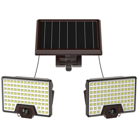 

1000 Lumen Solar Security Light Outdoor 8W Dual-Head LED Flood Light with Motion Sensor & Separate Solar Panel Pinegreen Lighting IP65 Waterproof Bionic Spotlight for Garage Yard