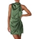 thumbnail image 1 of Vestido PRETTYGARDEN Verde Militar de Satén Sin Mangas con Cuello Simulado Talla S, 1 of 8