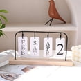 thumbnail image 6 of Dserhfy Metal Flip Calendar with Wooden Base Daily Perpetual Desk Calendar Turn Page Month Date Display Standing Desktop Planner for Office Home, 6 of 7
