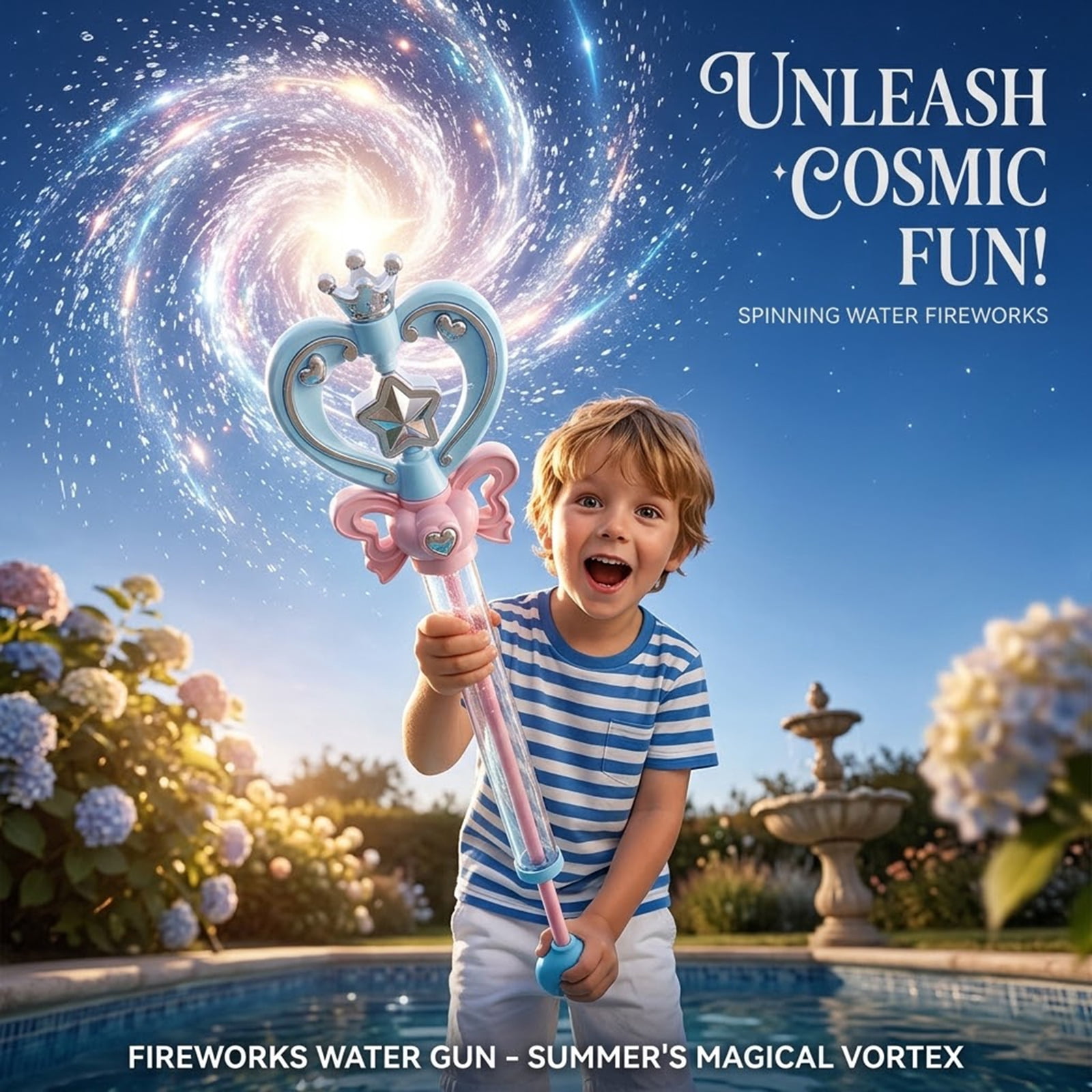 Princess Firework Spinning Water Wand Pull Water Gun, Dual Mode Magic Crown Water Blaster, Summer Outdoor Pool Beach Kids Water Toy