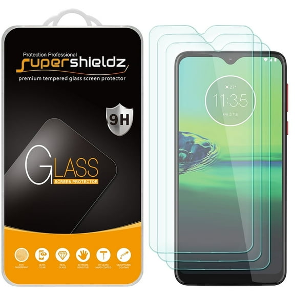 [3-Pack] Supershieldz for Motorola Moto G8 Play Tempered Glass Screen Protector, Anti-Scratch, Anti-Fingerprint, Bubble Free