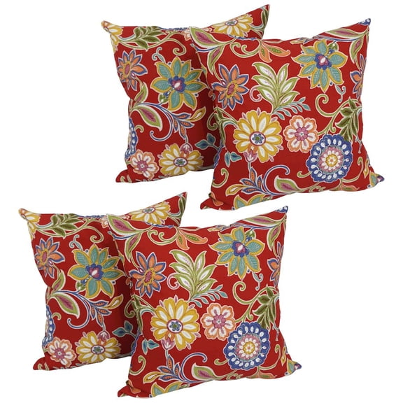 Blazing Needles 17-inch Square Solid Polyester Outdoor Throw Pillows (Set of 4)