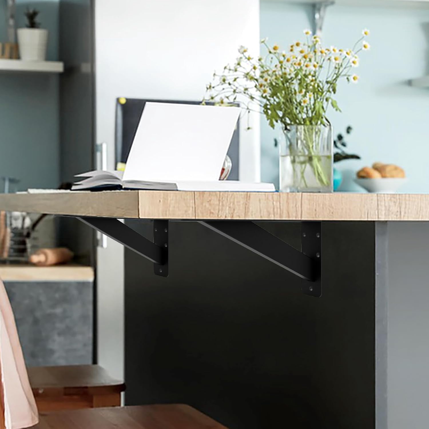 VANROUG 2Pcs Heavy Duty 12 Inch Shelf Brackets - Steel Mantel & Countertop Support Brackets for Tops & Cabinetry