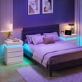 thumbnail image 5 of GALAXHERO Nightstand Set of 2 with Charging Station, LED Bedside Table with 3 Storage Drawers, Sliding Top, Hidden Space, Modern End Table for Bedroom, Living Room, White, 5 of 11