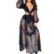 thumbnail image 1 of VISgogo Vestido largo a la moda para mujer, Body triangular recortado con escote en V profundo Patchwork Hollow-out Mesh Plaid Vestidos de una pieza VISgogo moda, 1 of 2