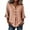 Khaki, variant on Women's Henley Half Button Vertical Stripe Ruffle Flare 3/4 Sleeve Linen Blouse, Woven Fabric Single Pocket Curved Hem Western Casual Top S-XXL