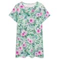 thumbnail image 3 of Floral Watercolor Print Women Nightgown Sleepwear Short Sleeves For Vacations Travels Nightgowns Women's Pajamas, 3 of 7