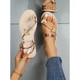thumbnail image 7 of Women Metallic Butterfly Decor Thong Sandals  Vacation Summer Flat Sandals, 7 of 7