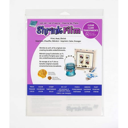 Grafix KSF6-CIJ 8-1/2-Inch by 11-Inch Shrink Film, Printable, Clear ...