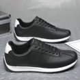 thumbnail image 3 of Men's White Retro Striped Leather Casual Sneakers, 3 of 6
