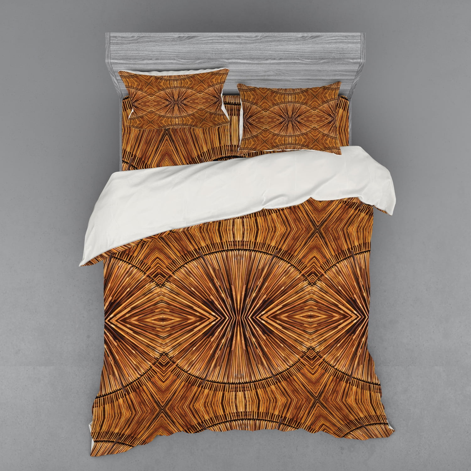 Tribal Duvet Cover Set, Boho Bamboo Pattern Primitive Eastern Jagged