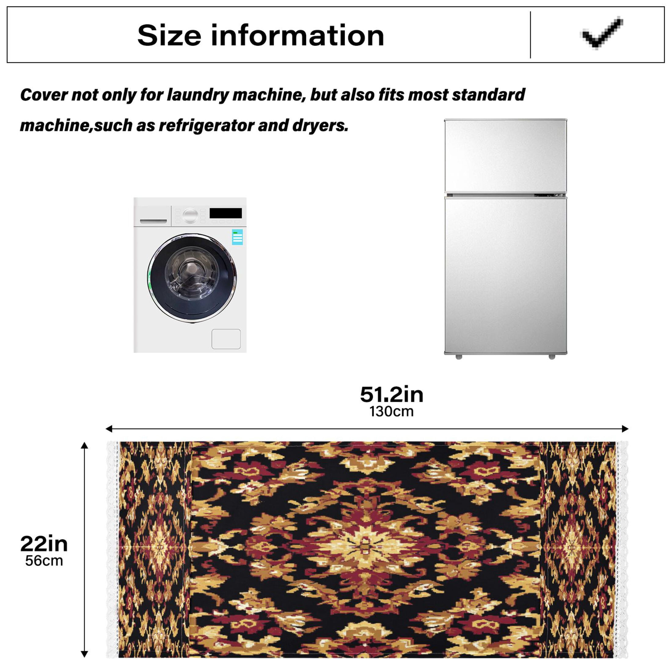 Carpet PatternsWasher and Dryer Covers Dust-Proof and Oil Resistant Fridge Cover with 4 Storage Pockets Washing Machine Top Cover for Laundry Kitchen Home 51.2 x 22 In