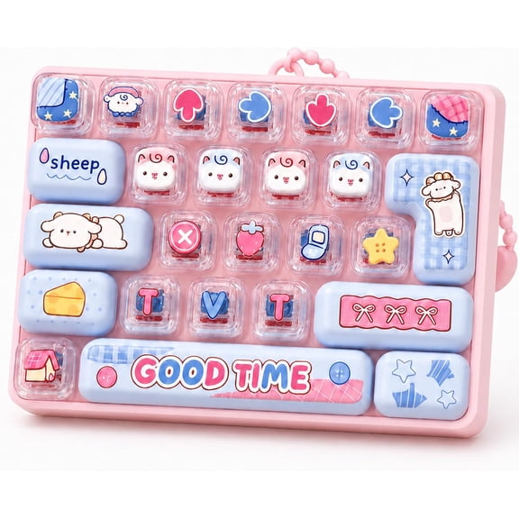 Keyboard Fidget Squishies Toy , 26-Key Clicky Keyboard Clicker for Stress Relief Portable Bag Charm with 26 Removable Keycaps