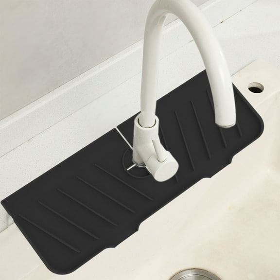 Latrodar Sink Faucet Mat Sink Splashing Guard Draining Pad Faucet Water Catcher Mat For Kitchen & Bathroom Black Durable 4x1.2 Inch
