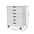 thumbnail image 6 of Pemberly Row Modern Solid Wood 6-Drawers Wide Roll Utility Cart in White, 6 of 8