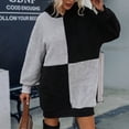 thumbnail image 2 of LYXSSBYX Womens Long Sleeve Dress Hot Sale Clearance Women's Loose Long Two-Color Matching Long Sleeve Plush Hooded Tops, 2 of 7