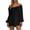 Black, variant on Jumpsuits for Women Ruffled Layered Culottes Crew Neck Off Shoulder Swing Mini Dress Date Night Rompers