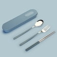 thumbnail image 4 of Conjuntos de vajilla 304 Conectuales de acero inoxidable Estudiantes reutilizables Use accesorios de viaje simple para reuniones familiares de picnic Azure Blue 3 PCS Yuarrent HA012732-03, 4 of 7
