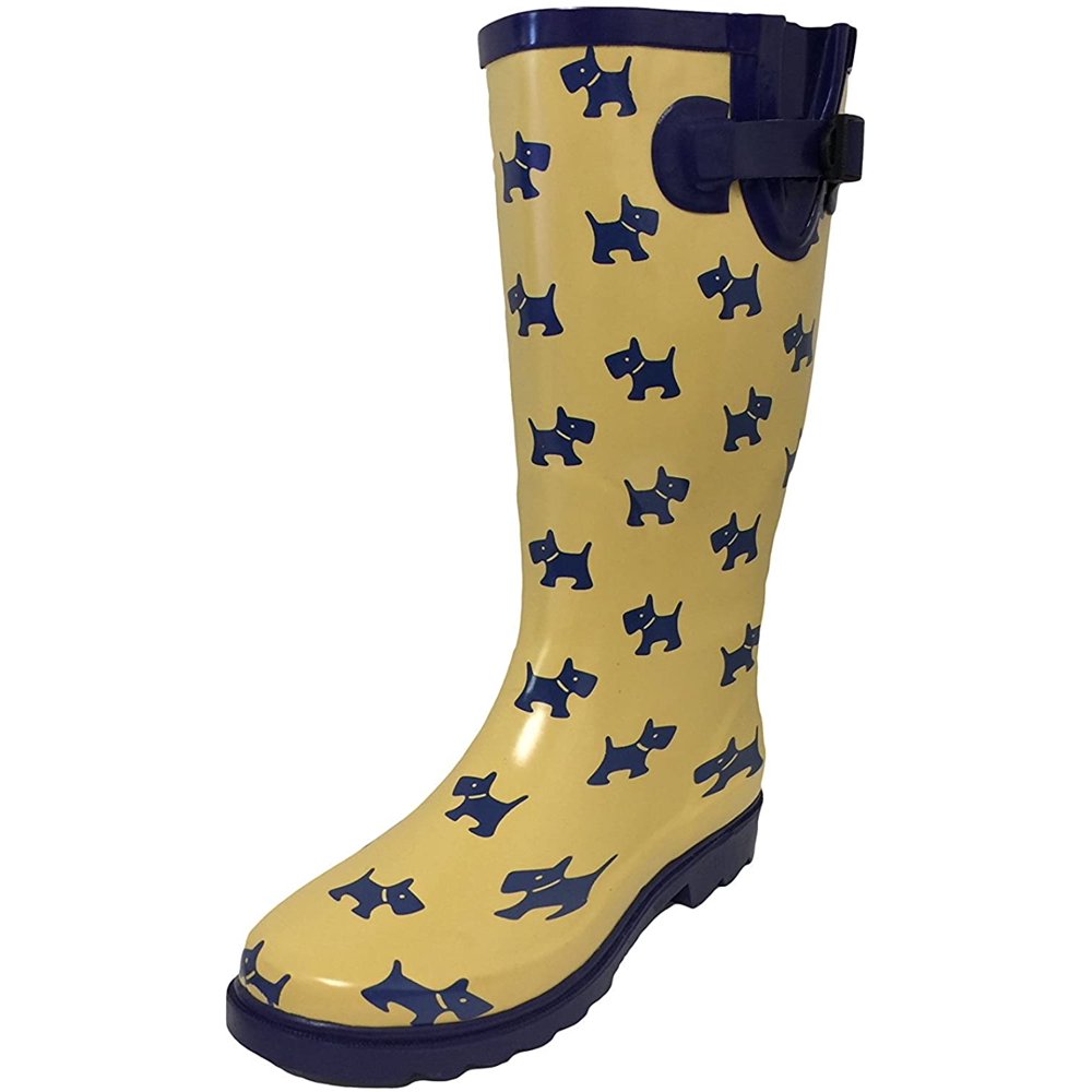 WRB Women's Rain Boots Waterpoof Rubber Mid Calf Colors Wellie Snow