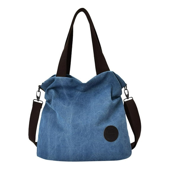 Bolsa Mujer Lona Bandolera Multifunción con Tirantes Bolsa de Portátil Bolsillo de Mensajero para Mujeres Azul Yinane Bolso de la lona