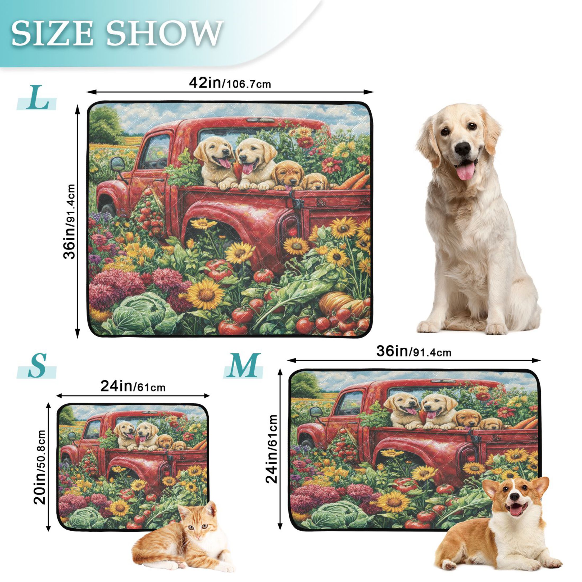 Qxltty Vegetable Truck Cat litter Pads Pet Set of 2 Diaper Mats Center Anti-leakage Layer Absorbent Soft and Comfortable