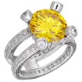 thumbnail image 1 of Rhodium & Ruthenium Brass Ring with AAA Grade CZ, Topaz - Size 6, 1 of 1