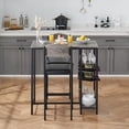 thumbnail image 4 of 3-Piece Bar Table Set for 2, Counter Height Dining Table Set with PU Upholstered Chairs & Built-in Storage for Small Space, 4 of 9