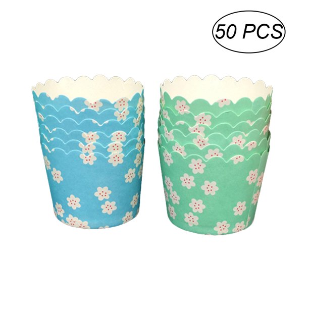 50 moldes de papel para hornear de grado alimenticio, resistentes a la grasa y a la tinta, para cupcakes, apilables (color aleatorio)