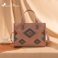 thumbnail image 7 of Montana West Women's Aztec Leather Tote Bag Set with Wallet Stylish Handbag for Everyday Use, Dark Pink, 7 of 7