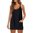 thumbnail image 2 of Women Tennis Dress Built in Shorts Adjustable Straps Hot Shot Mini Dress Athletic Workout Golf Dresses with Pockets, 2 of 6