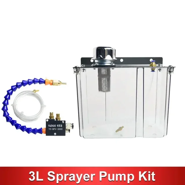 CNC Machine Tool Pneumatic Sprayer Water Pipe Oil Pump Lubrication System Low Pressure Water Spray Transparent 3L Oil Tank