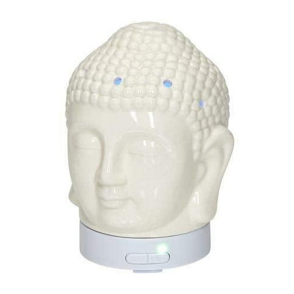 Ultrasonic Aroma Oil Diffuser Buddha Ceramic Deco Art White