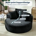 thumbnail image 3 of Aukfa Oversized Round Chaise Longue Chair Indoor, 56-inch Upholstered Corduroy Deep Seat Circle Cloud Sofa Chair, Black, 3 of 8