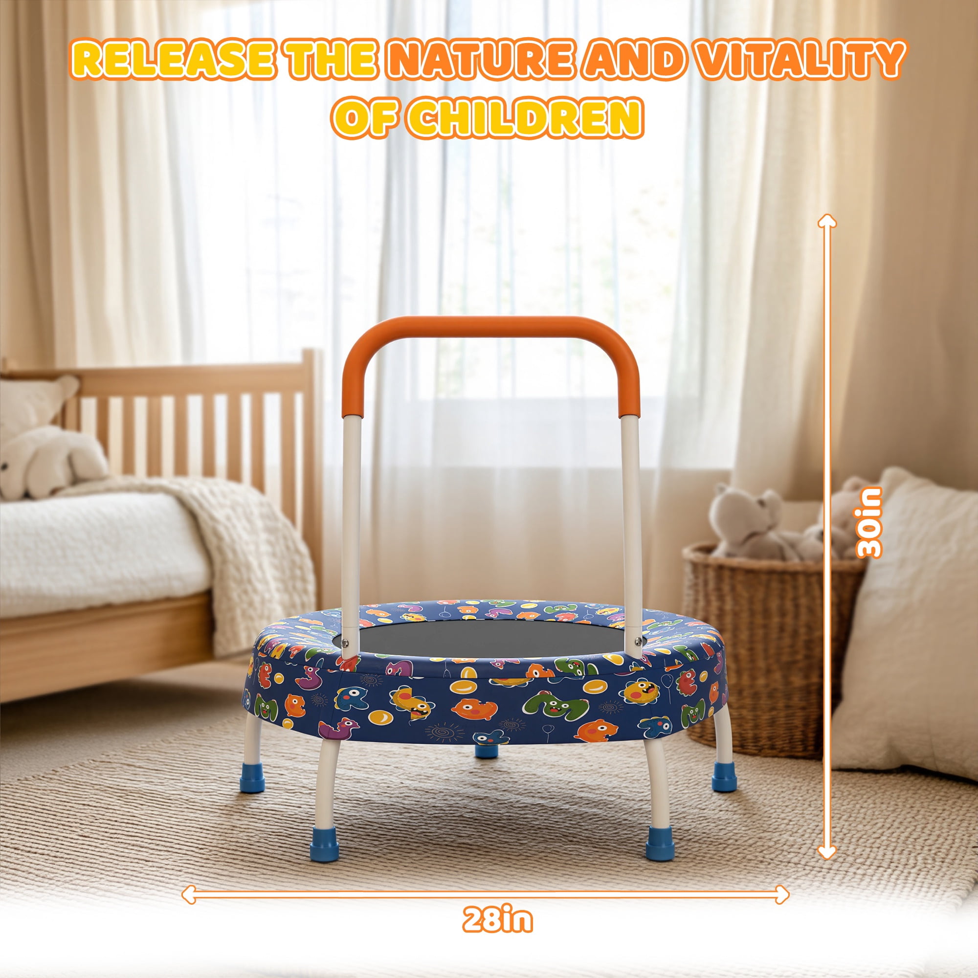 Toddler Trampoline for Kids, 28" Indoor Trampoline for Kids, SEGMART Kids Trampoline with Jumping Mat, Round Small Trampoline, Mini Trampoline for Indoor Outdoor, Gift for Boys Girls