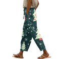 thumbnail image 5 of Women's Fashion Christmas Snowflakes Print Casual Pants with Drawstring Elastic Waist and Pockets, Comfortable Full Length Trousers for Winter Casual Wear,Dark Green,5XL, 5 of 6
