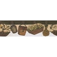 thumbnail image 2 of Concord Wallcoverings Wallpaper Border Garden Pattern Flowers in Baskets Dried Herbs Bucket Bag for Cottage Farmhouse, Dark Brown Green White, 6.75 Inches by 15 Feet TC48022B, 2 of 4