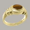 thumbnail image 2 of LBG British Made 14k Yellow Gold Natural Tigers Eye Unisex Promise Ring - 33 size options - Size 4.75, 2 of 6
