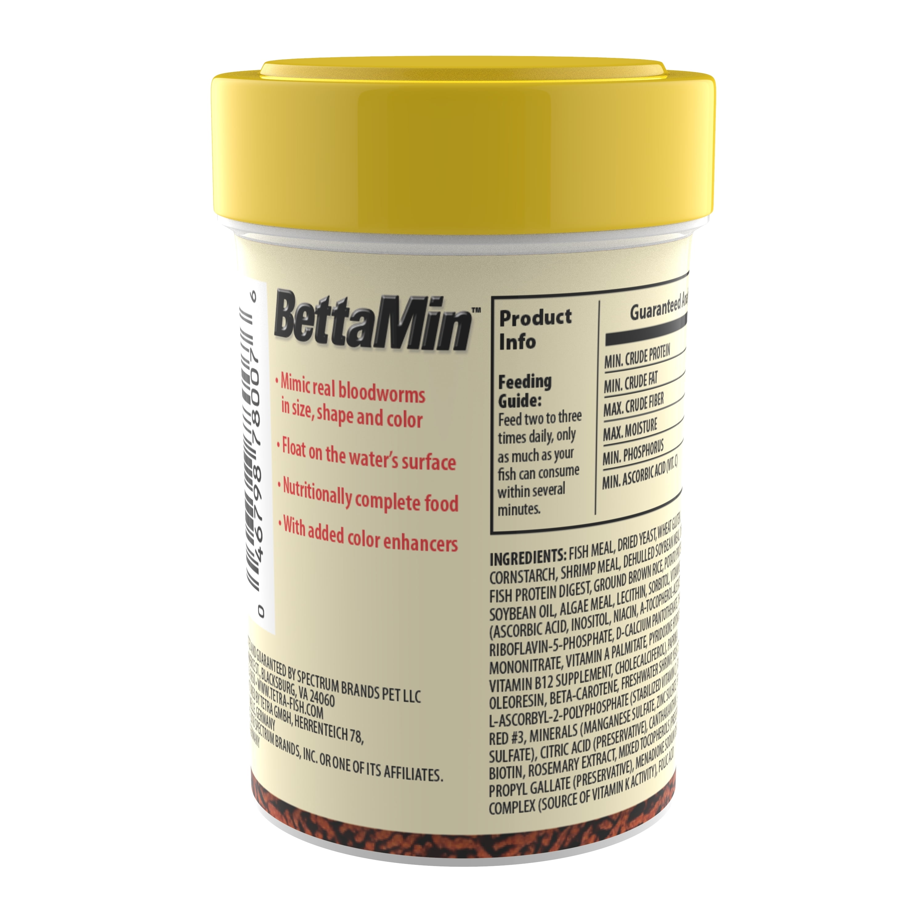Tetra BettaMin Worm Shaped Bites Fish Food, Complete Diet for Bettas, 0.98 oz.
