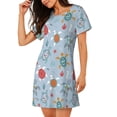 thumbnail image 2 of Haiem Sea Turtle Print Women’s Short-sleeved Nightdress – Comfortable and Loose-Fit Sleepwear, Soft Cotton Sleep Shirt for Relaxing, Casual Nightdress, 2 of 6